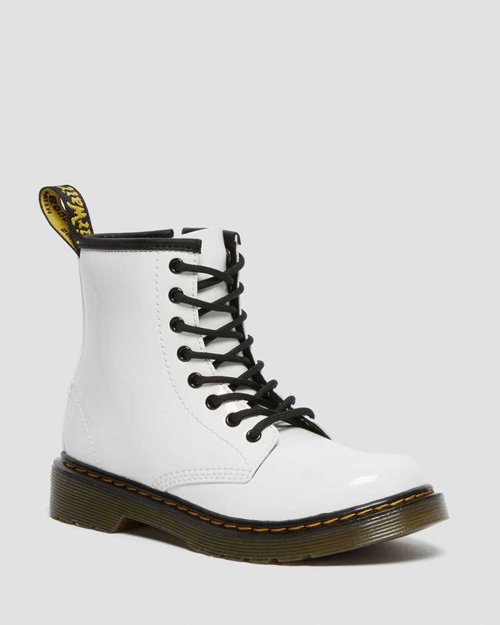 Dr Martens Støvler Barn Hvite Junior 1460 Patent Læder Lace Up 2643DARQH